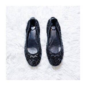 J. Crew Leather Flats Round Toe Lace Cutouts SZ5.5 Italy